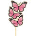 Bijsteker vlinder Trio hout 8x5cm+12cm stok roze
