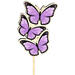 Bijsteker vlinder Trio hout 8x5cm+12cm stok lila