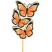 Bijsteker vlinder Trio hout 8x5cm+12cm stok oranje