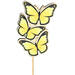 Bijsteker vlinder Trio hout 8x5cm+50cm stok geel