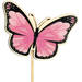 Bijsteker vlinder Single hout 6x7cm+12cm roze