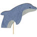 Bijsteker dolfijn hout 7x9,5cm+12cm stok blauw