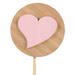 Bijsteker schijf+hart hout 7cm+50cm stok roze