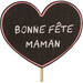 Bijsteker Bonne Fête Maman hout 5,5x7+50cm st roze