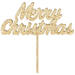 Bijsteker Merry Christmas hout 4x10cm+12cm st goud