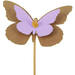 Pick butterfly kraft 7x9cm+50cm stick lilac