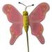Bijsteker Vlinder flying hout 5x6cm+20cm stok lila