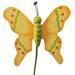 Bijsteker Vlinder flying hout 5x6cm+20cm stok geel