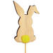 Bijsteker Bunny pompon hout 8x5cm+12cm stok geel