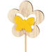 Bijsteker bloem hout+velvet 7cm+50cm stok geel
