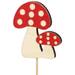 Bijsteker paddenstoel hout+vilt 6x7cm+12cm st rood