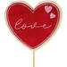 Bijsteker hart Love hout 9x8cm+12cm stok rood