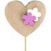 Bijsteker hart bloem hout 6x7cm+12cm stok roze