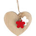Hanger hart bloem hout 6x7cm+16cm jute touw rood