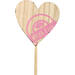 Bijsteker stempel hart hout 7x7cm+12cm stok roze