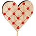 Bijsteker hart Flowers hout 8x8cm+12cm stok rood